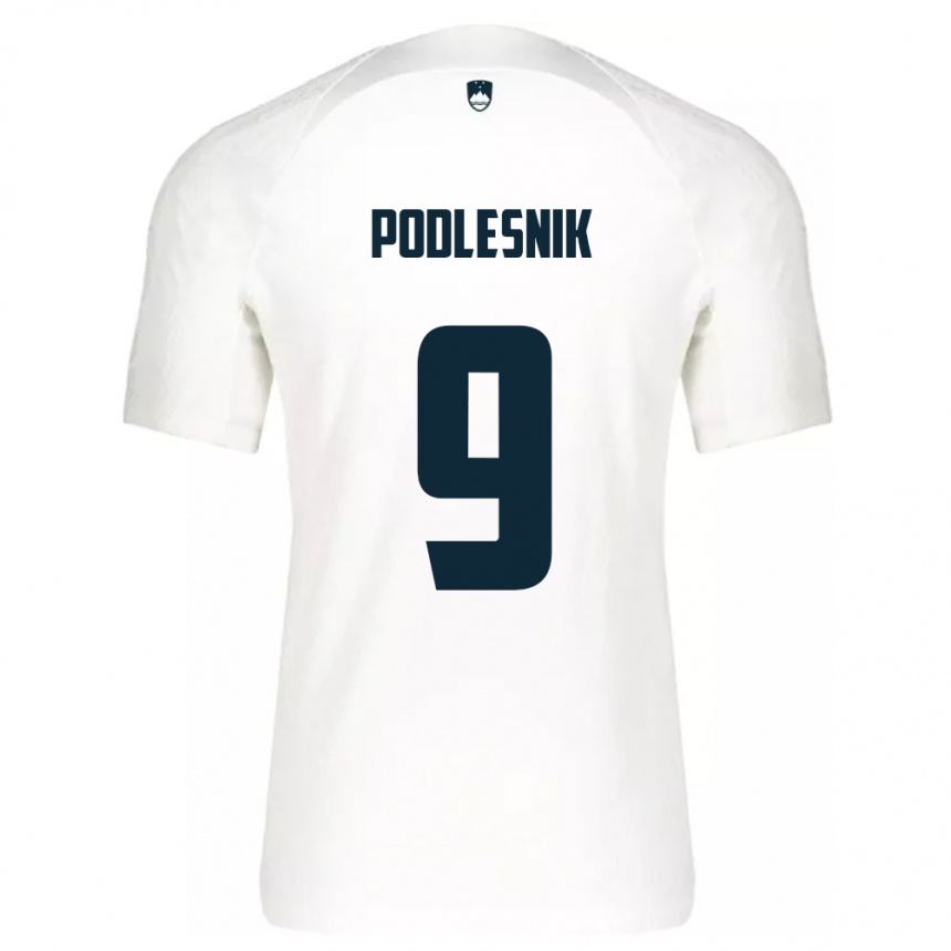 Kids Football Slovenia Nik Podlesnik #9 White Home Jersey 24-26 T-Shirt Australia