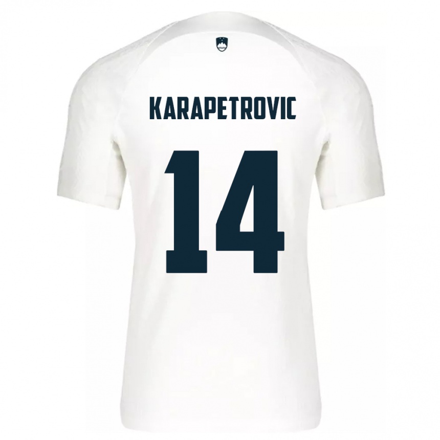 Kids Football Slovenia Luka Karapetrovic #14 White Home Jersey 24-26 T-Shirt Australia