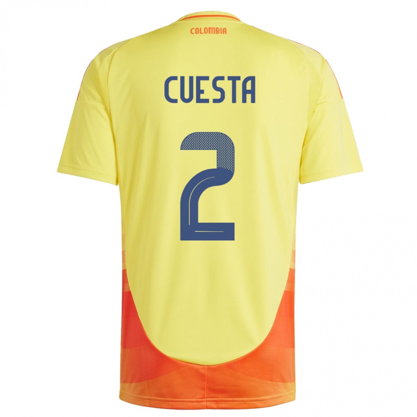 Kids Football Colombia Carlos Cuesta #2 Yellow Home Jersey 24-26 T-Shirt Australia