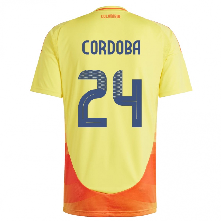 Kids Football Colombia Jhon Córdoba #24 Yellow Home Jersey 24-26 T-Shirt Australia