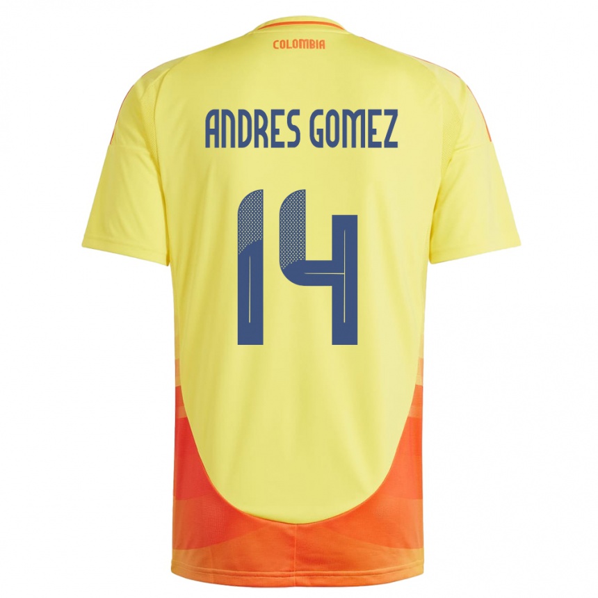 Kids Football Colombia Carlos Andrés Gómez #14 Yellow Home Jersey 24-26 T-Shirt Australia