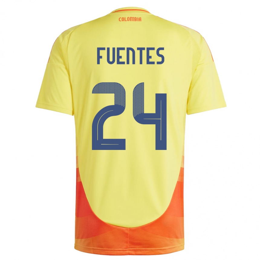 Kids Football Colombia Gabriel Fuentes #24 Yellow Home Jersey 24-26 T-Shirt Australia