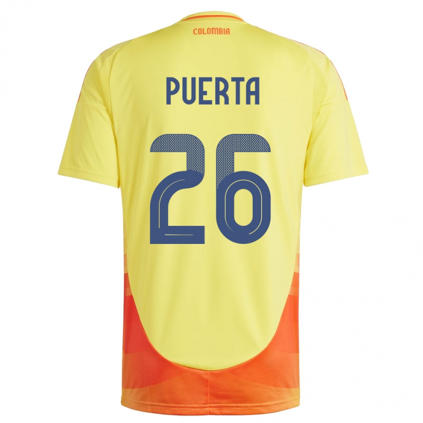 Kids Football Colombia Gustavo Puerta #26 Yellow Home Jersey 24-26 T-Shirt Australia