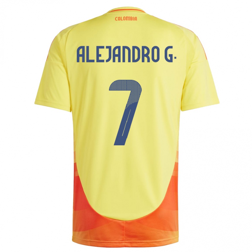 Kids Football Colombia Alejandro García #7 Yellow Home Jersey 24-26 T-Shirt Australia