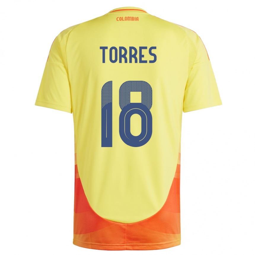 Kids Football Colombia Jhojan Torres #18 Yellow Home Jersey 24-26 T-Shirt Australia