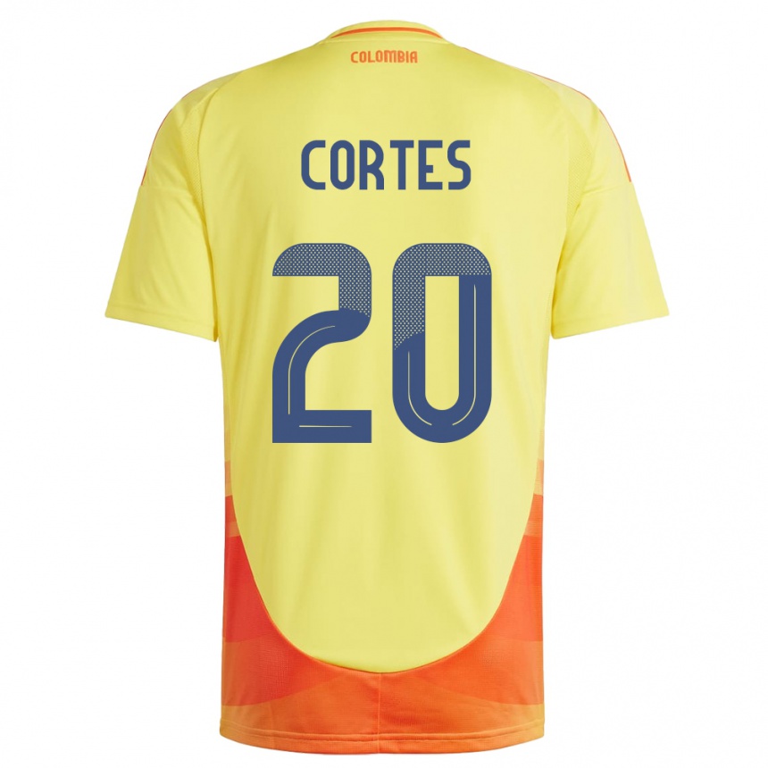 Kids Football Colombia Óscar Cortés #20 Yellow Home Jersey 24-26 T-Shirt Australia