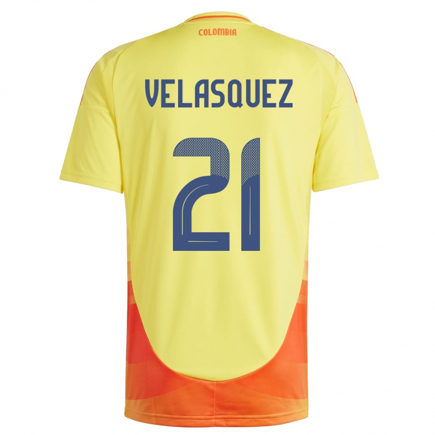 Kids Football Colombia Samuel Velásquez #21 Yellow Home Jersey 24-26 T-Shirt Australia