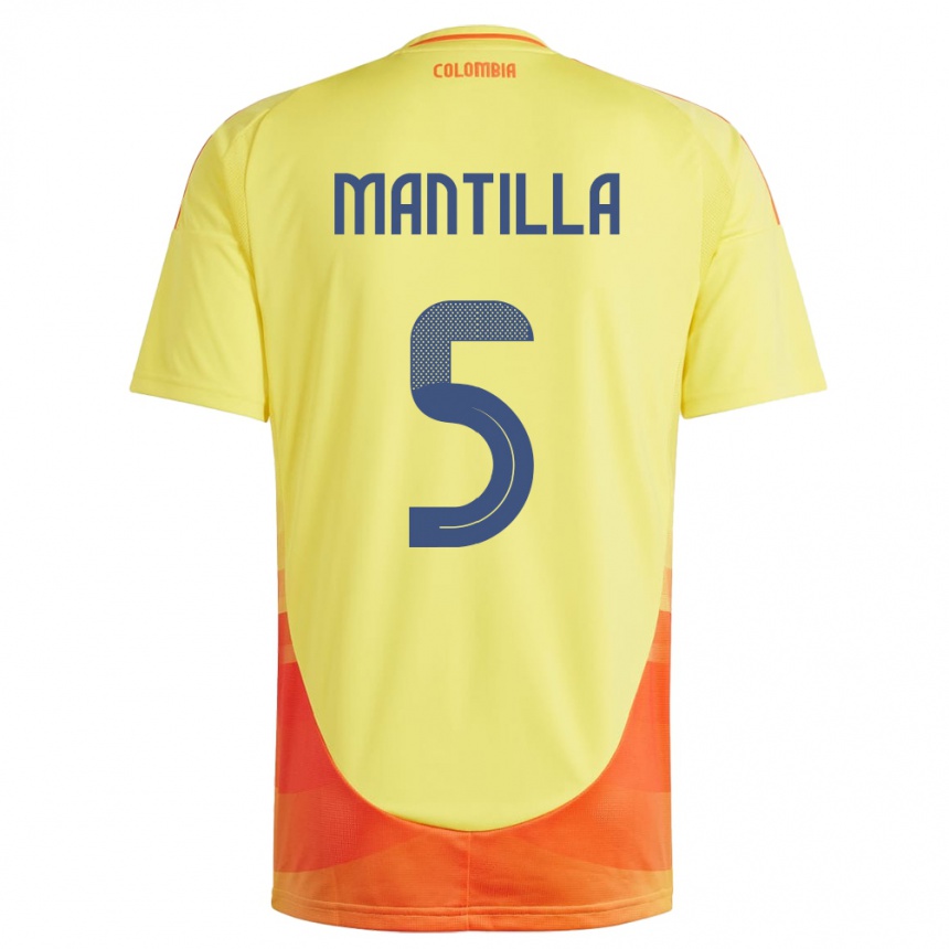 Kids Football Colombia Kevin Mantilla #5 Yellow Home Jersey 24-26 T-Shirt Australia