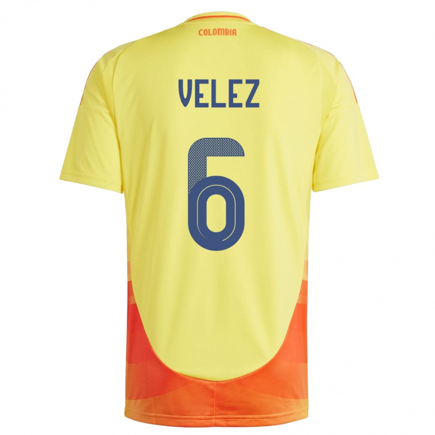 Kids Football Colombia Jhon Vélez #6 Yellow Home Jersey 24-26 T-Shirt Australia