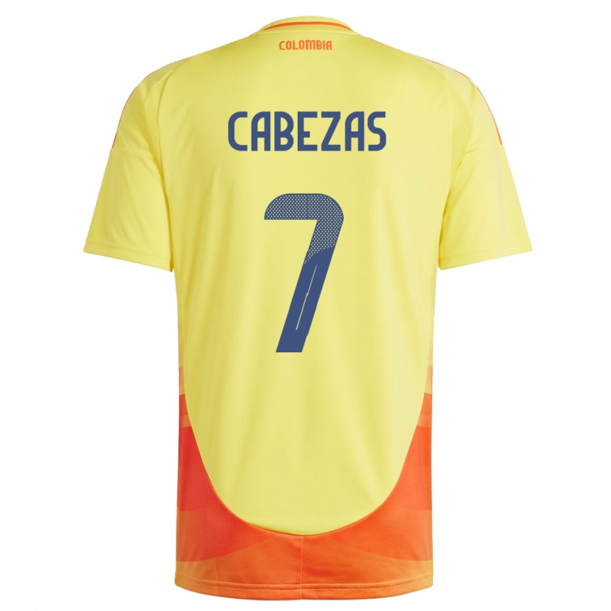 Kids Football Colombia Jorge Cabezas #7 Yellow Home Jersey 24-26 T-Shirt Australia