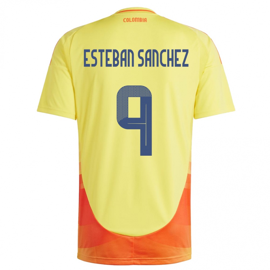 Kids Football Colombia Juan Esteban Sánchez #9 Yellow Home Jersey 24-26 T-Shirt Australia