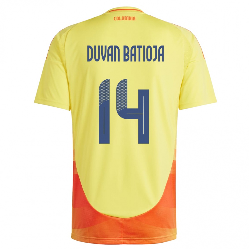 Kids Football Colombia Andy Duván Batioja #14 Yellow Home Jersey 24-26 T-Shirt Australia