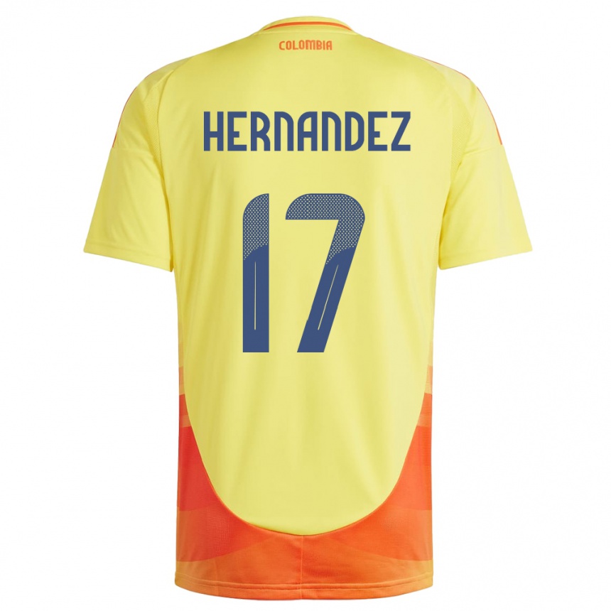 Kids Football Colombia Jhoan Hernández #17 Yellow Home Jersey 24-26 T-Shirt Australia