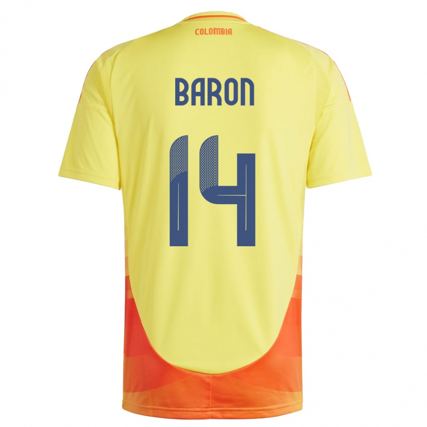 Kids Football Colombia Ángela Barón #14 Yellow Home Jersey 24-26 T-Shirt Australia