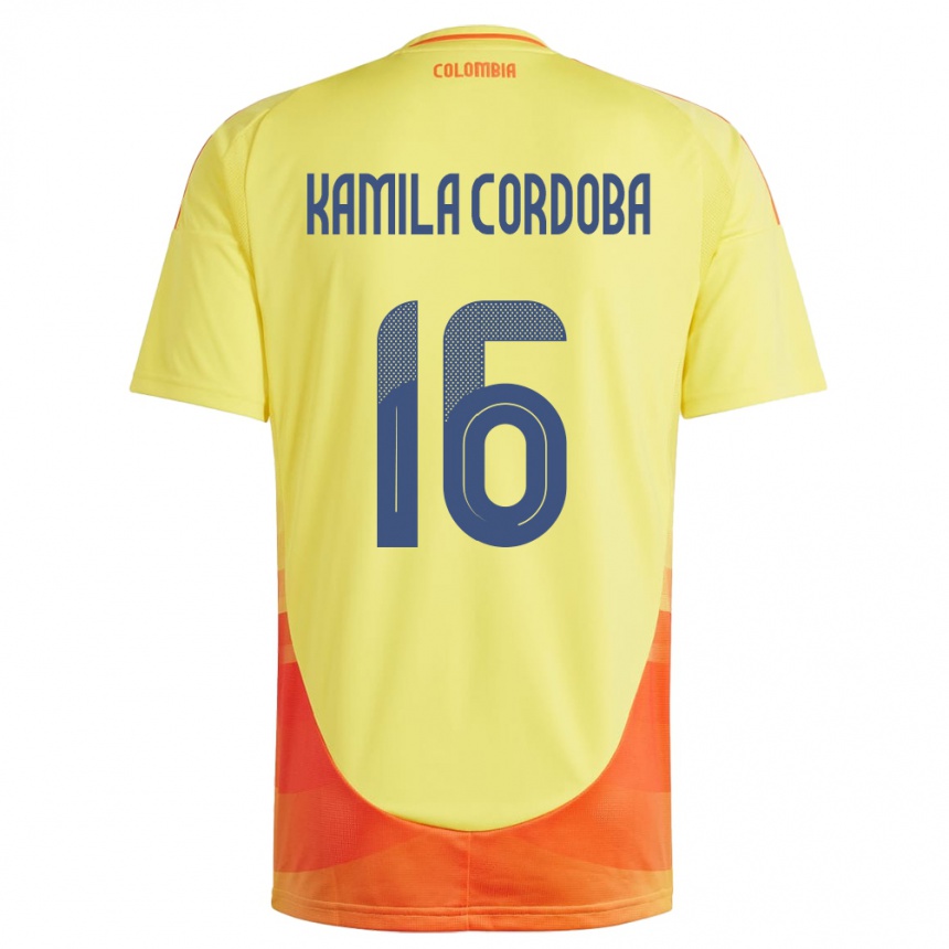 Kids Football Colombia Sara Kamila Córdoba #16 Yellow Home Jersey 24-26 T-Shirt Australia