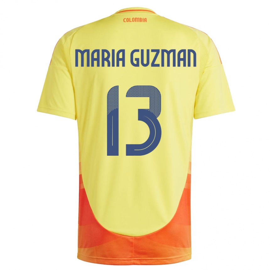 Kids Football Colombia Ana María Guzmán #13 Yellow Home Jersey 24-26 T-Shirt Australia