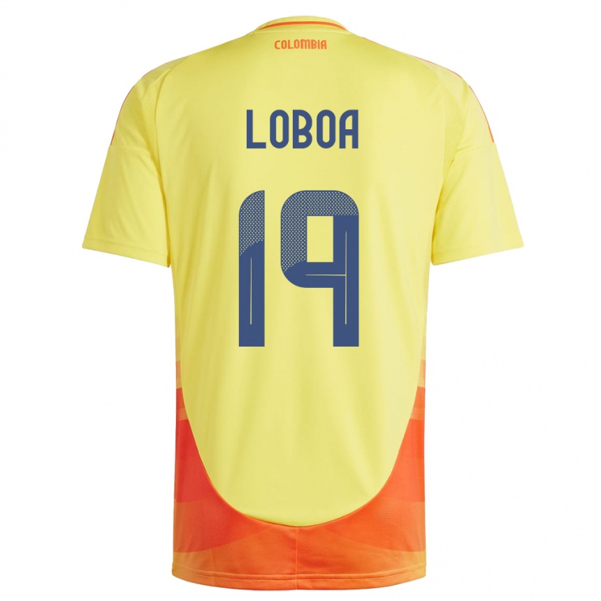 Kids Football Colombia Valerin Loboa #19 Yellow Home Jersey 24-26 T-Shirt Australia