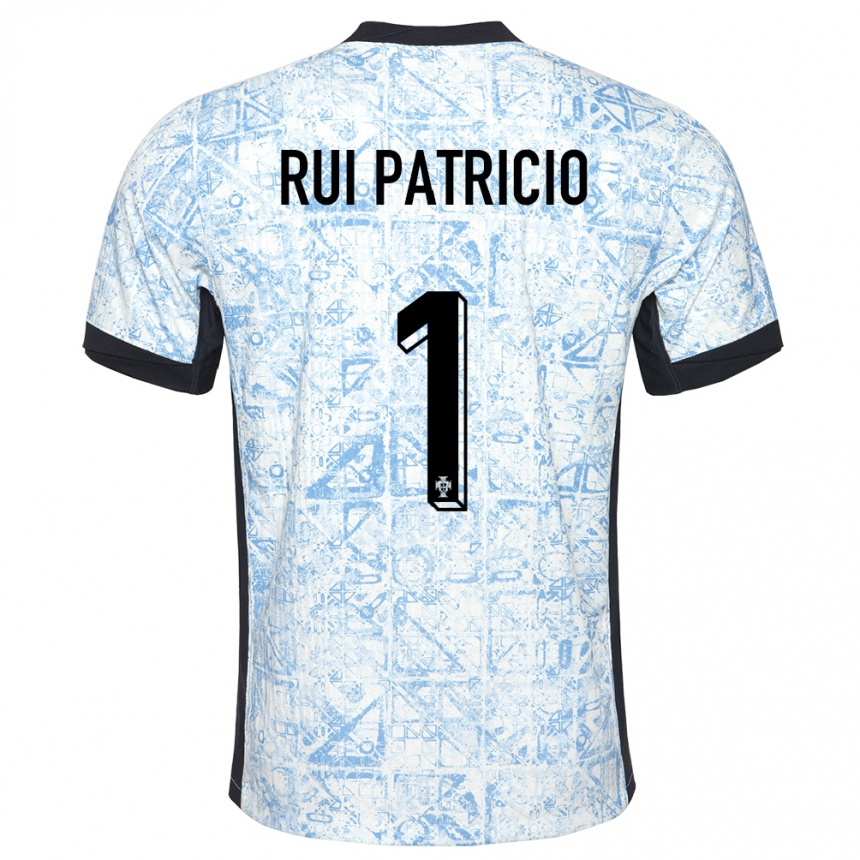 Kids Football Portugal Rui Patricio #1 Cream Blue Away Jersey 24-26 T-Shirt Australia