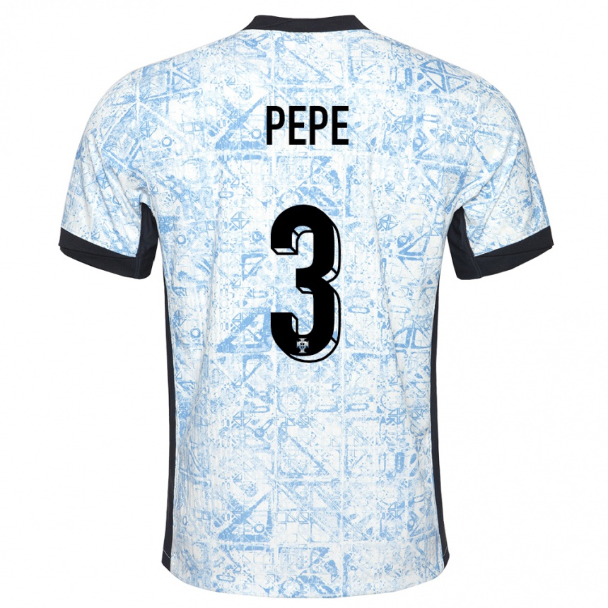 Kids Football Portugal Pepe #3 Cream Blue Away Jersey 24-26 T-Shirt Australia