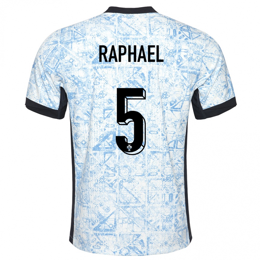 Kids Football Portugal Raphael Guerreiro #5 Cream Blue Away Jersey 24-26 T-Shirt Australia