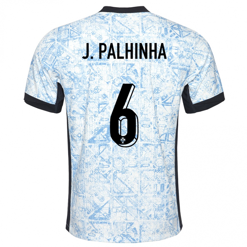 Kids Football Portugal Joao Palhinha #6 Cream Blue Away Jersey 24-26 T-Shirt Australia