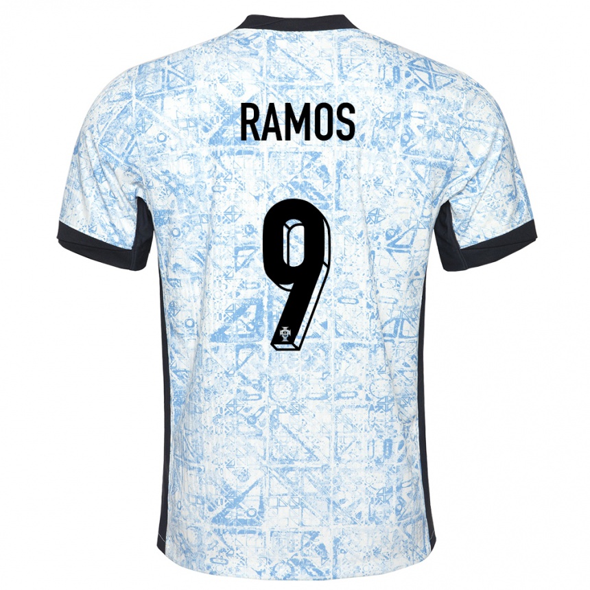 Kids Football Portugal Goncalo Ramos #9 Cream Blue Away Jersey 24-26 T-Shirt Australia