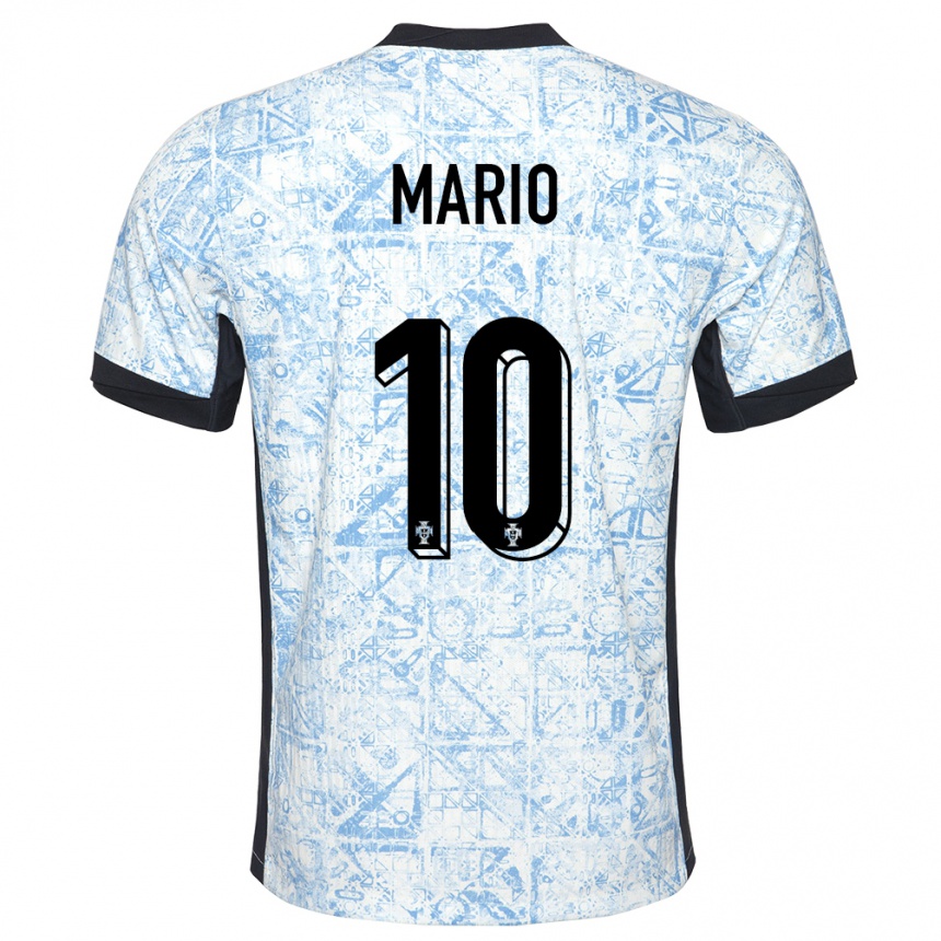 Kids Football Portugal Joao Mario #10 Cream Blue Away Jersey 24-26 T-Shirt Australia