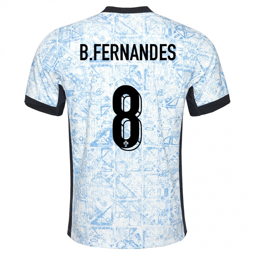 Kids Football Portugal Bruno Fernandes #8 Cream Blue Away Jersey 24-26 T-Shirt Australia