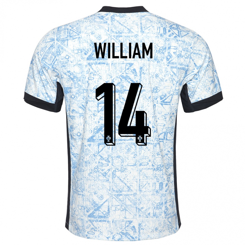 Kids Football Portugal William Carvalho #14 Cream Blue Away Jersey 24-26 T-Shirt Australia