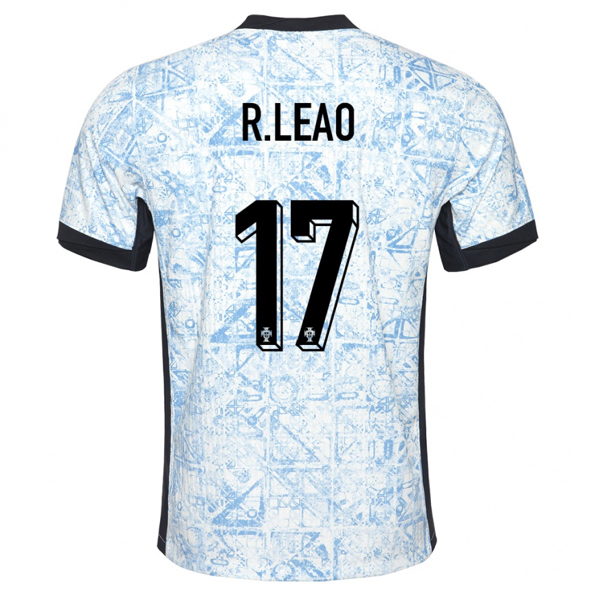 Kids Football Portugal Rafael Leao #17 Cream Blue Away Jersey 24-26 T-Shirt Australia