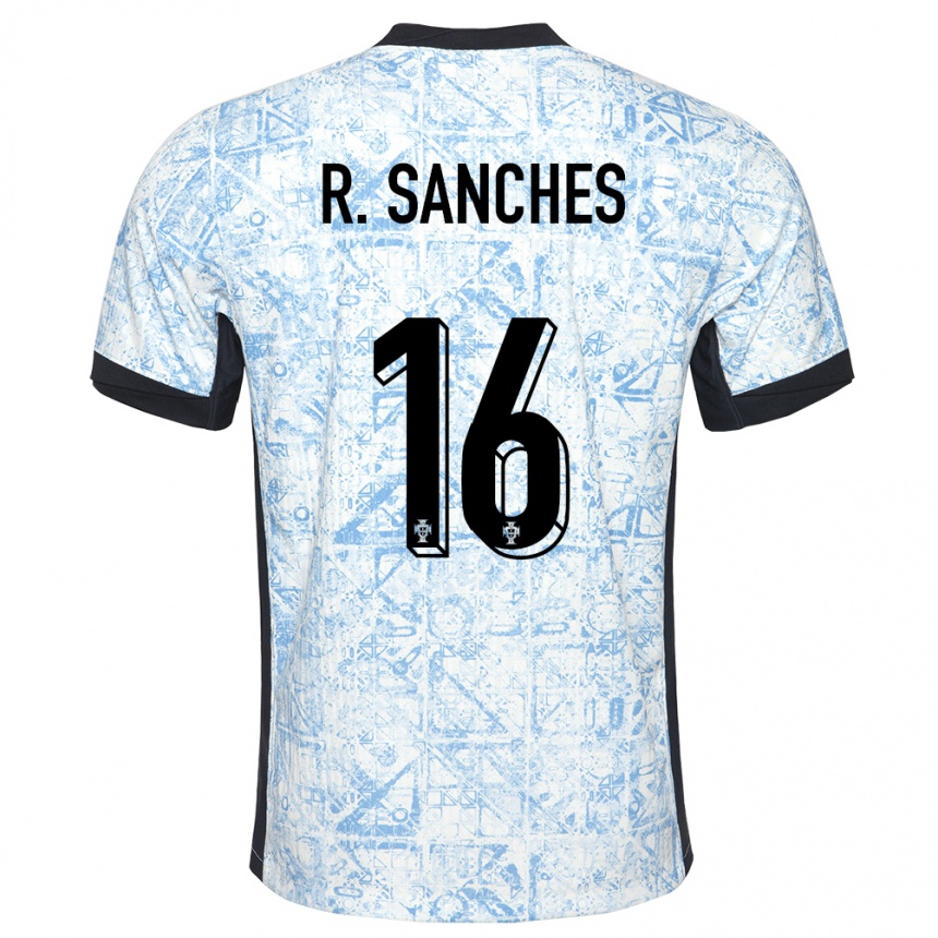 Kids Football Portugal Renato Sanches #16 Cream Blue Away Jersey 24-26 T-Shirt Australia