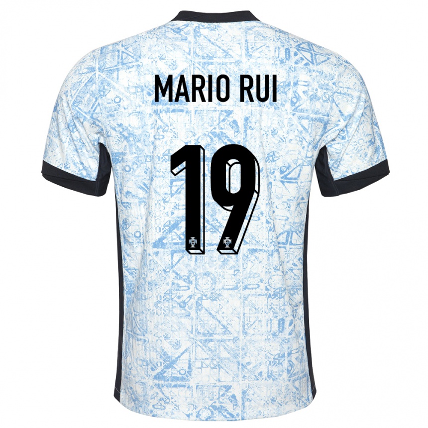 Kids Football Portugal Mario Rui #19 Cream Blue Away Jersey 24-26 T-Shirt Australia