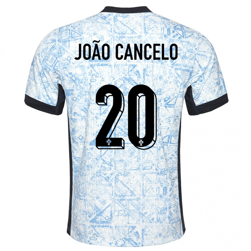 Kids Football Portugal Joao Cancelo #20 Cream Blue Away Jersey 24-26 T-Shirt Australia