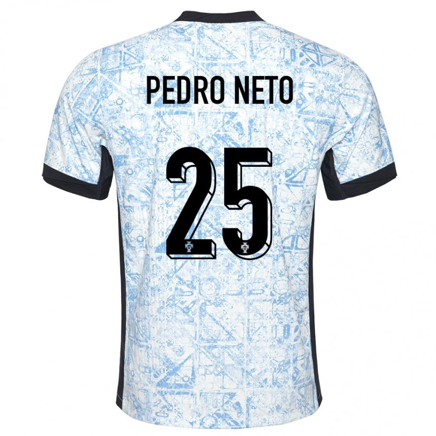 Kids Football Portugal Pedro Neto #25 Cream Blue Away Jersey 24-26 T-Shirt Australia