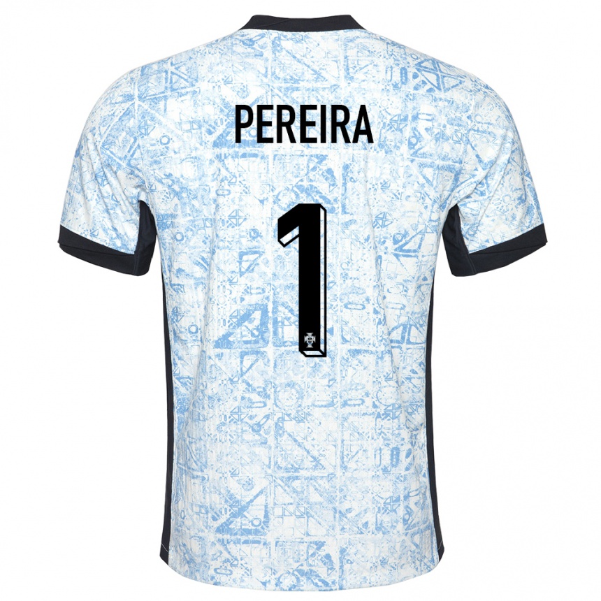 Kids Football Portugal Ines Pereira #1 Cream Blue Away Jersey 24-26 T-Shirt Australia