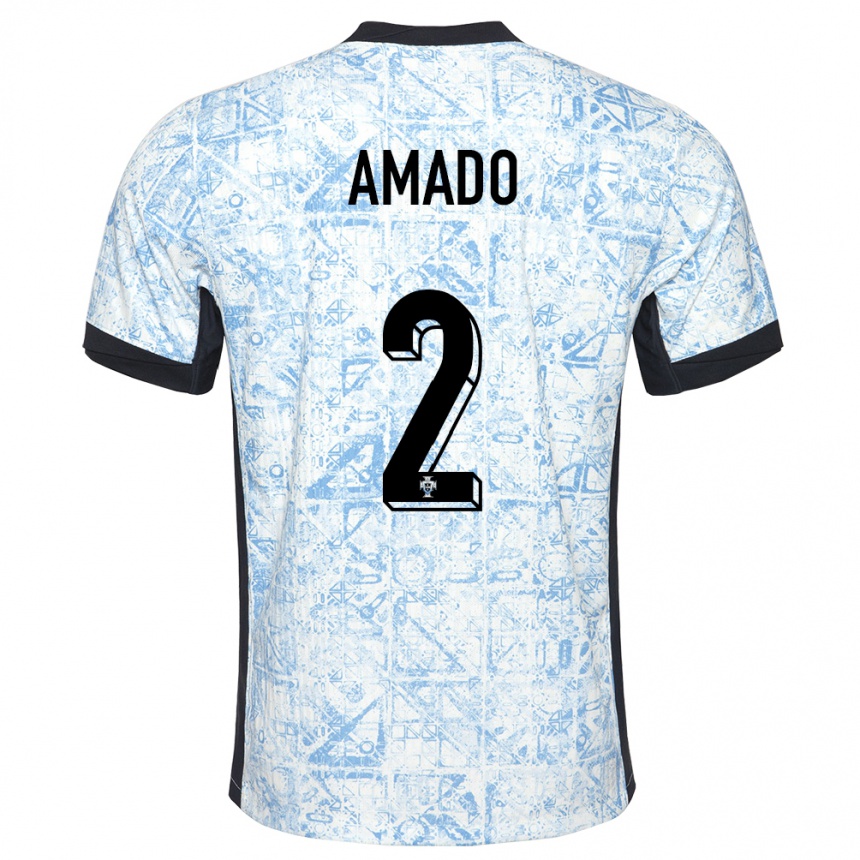 Kids Football Portugal Catarina Amado #2 Cream Blue Away Jersey 24-26 T-Shirt Australia