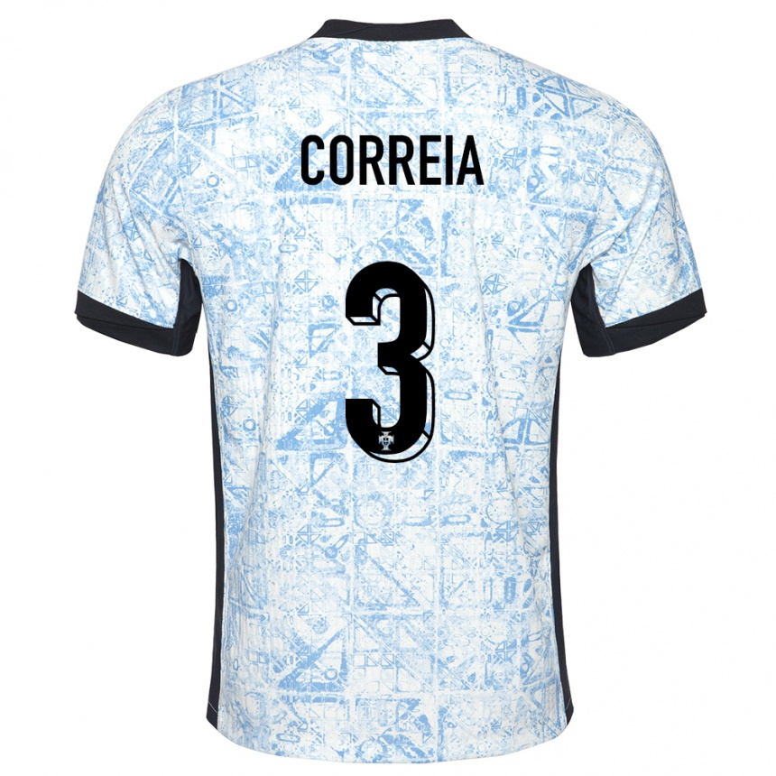 Kids Football Portugal Alicia Correia #3 Cream Blue Away Jersey 24-26 T-Shirt Australia