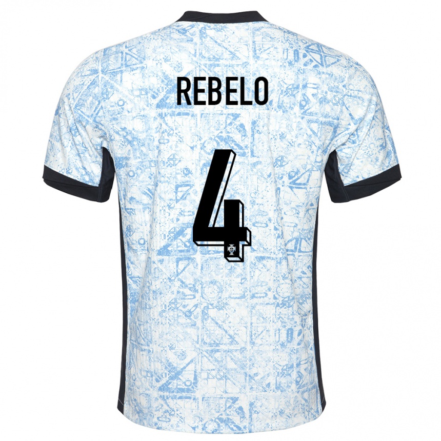 Kids Football Portugal Silvia Rebelo #4 Cream Blue Away Jersey 24-26 T-Shirt Australia