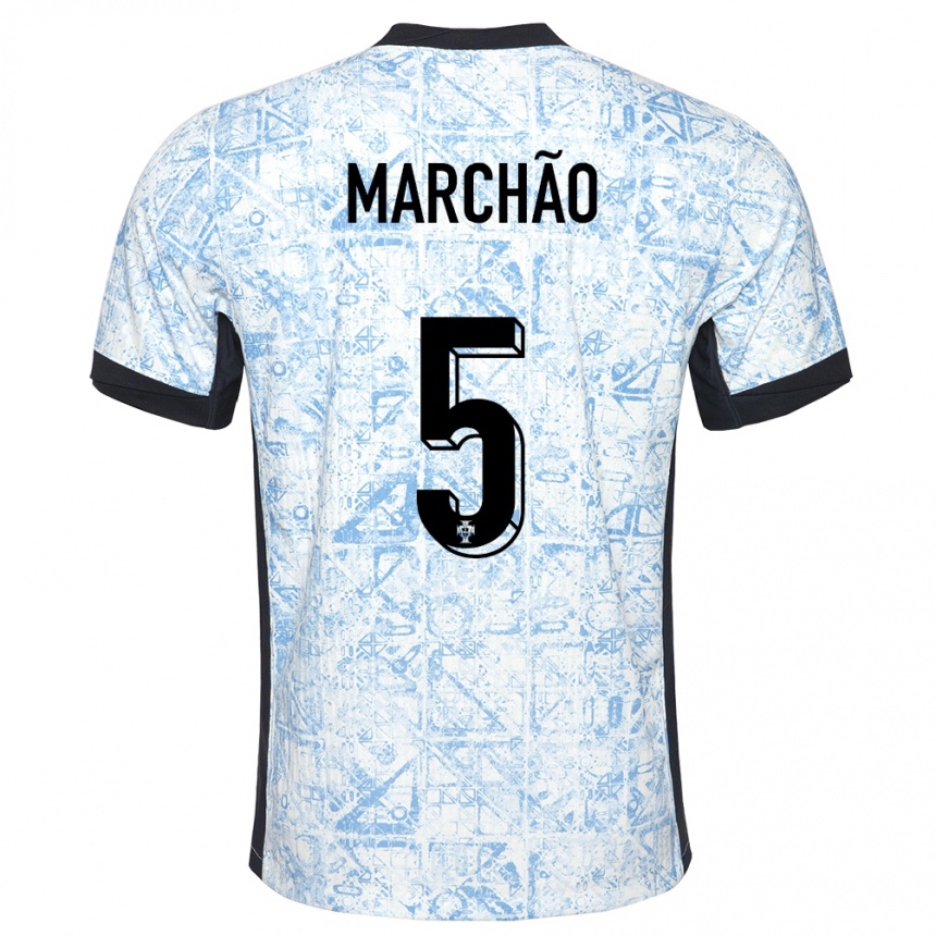 Kids Football Portugal Joana Marchao #5 Cream Blue Away Jersey 24-26 T-Shirt Australia