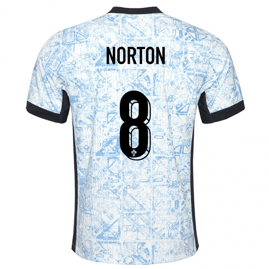 Kids Football Portugal Andreia Norton #8 Cream Blue Away Jersey 24-26 T-Shirt Australia