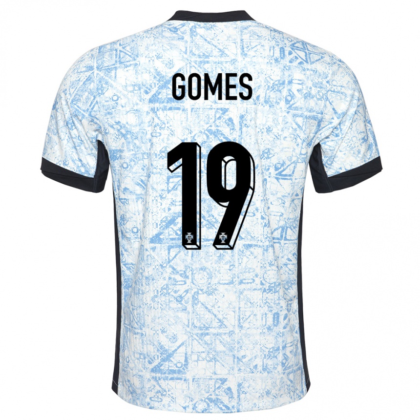 Kids Football Portugal Diana Gomes #19 Cream Blue Away Jersey 24-26 T-Shirt Australia