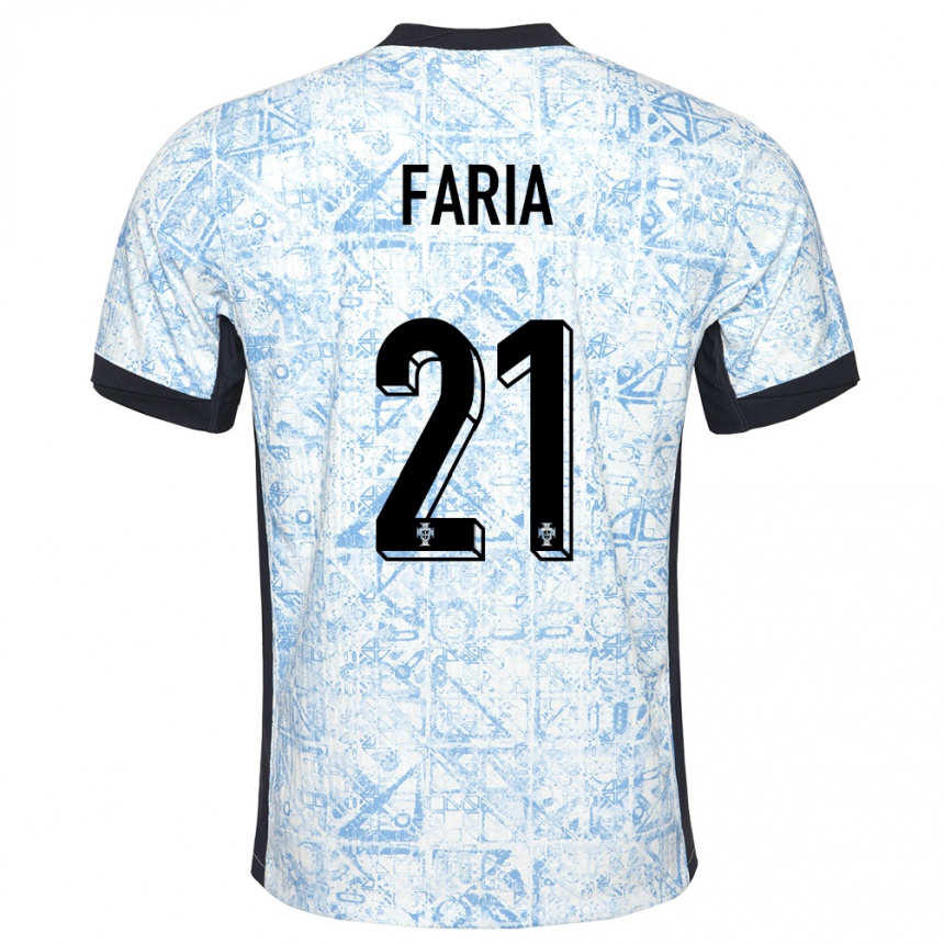 Kids Football Portugal Andreia Faria #21 Cream Blue Away Jersey 24-26 T-Shirt Australia