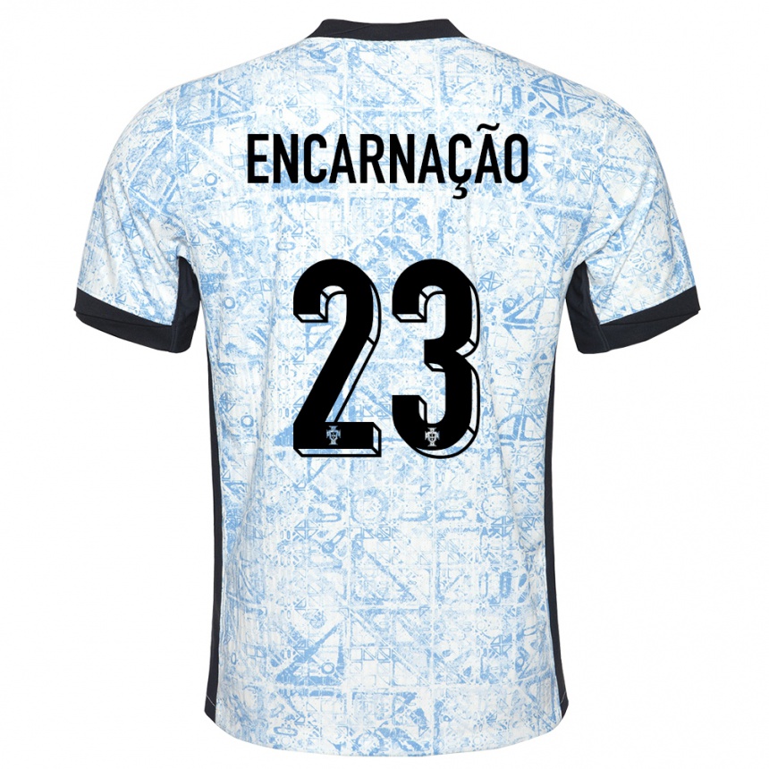 Kids Football Portugal Telma Encarnacao #23 Cream Blue Away Jersey 24-26 T-Shirt Australia