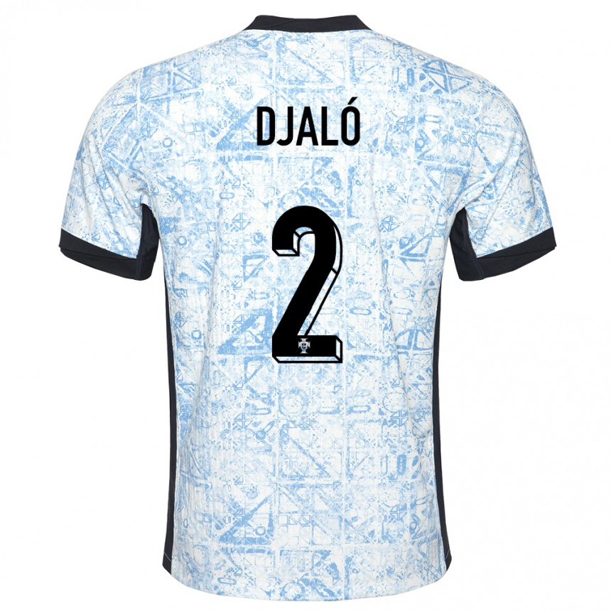 Kids Football Portugal Tiago Djalo #2 Cream Blue Away Jersey 24-26 T-Shirt Australia