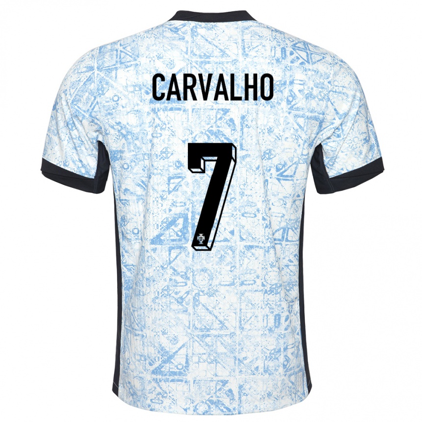 Kids Football Portugal Fabio Carvalho #7 Cream Blue Away Jersey 24-26 T-Shirt Australia