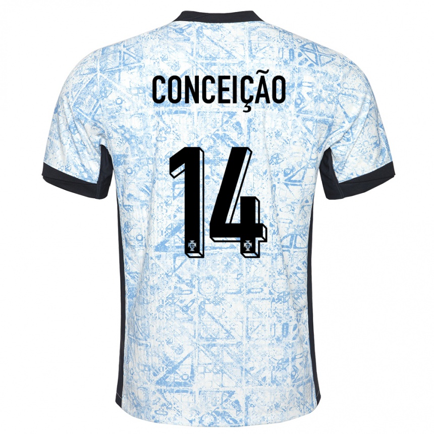 Kids Football Portugal Rodrigo Conceicao #14 Cream Blue Away Jersey 24-26 T-Shirt Australia