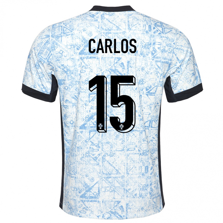 Kids Football Portugal Ze Carlos #15 Cream Blue Away Jersey 24-26 T-Shirt Australia