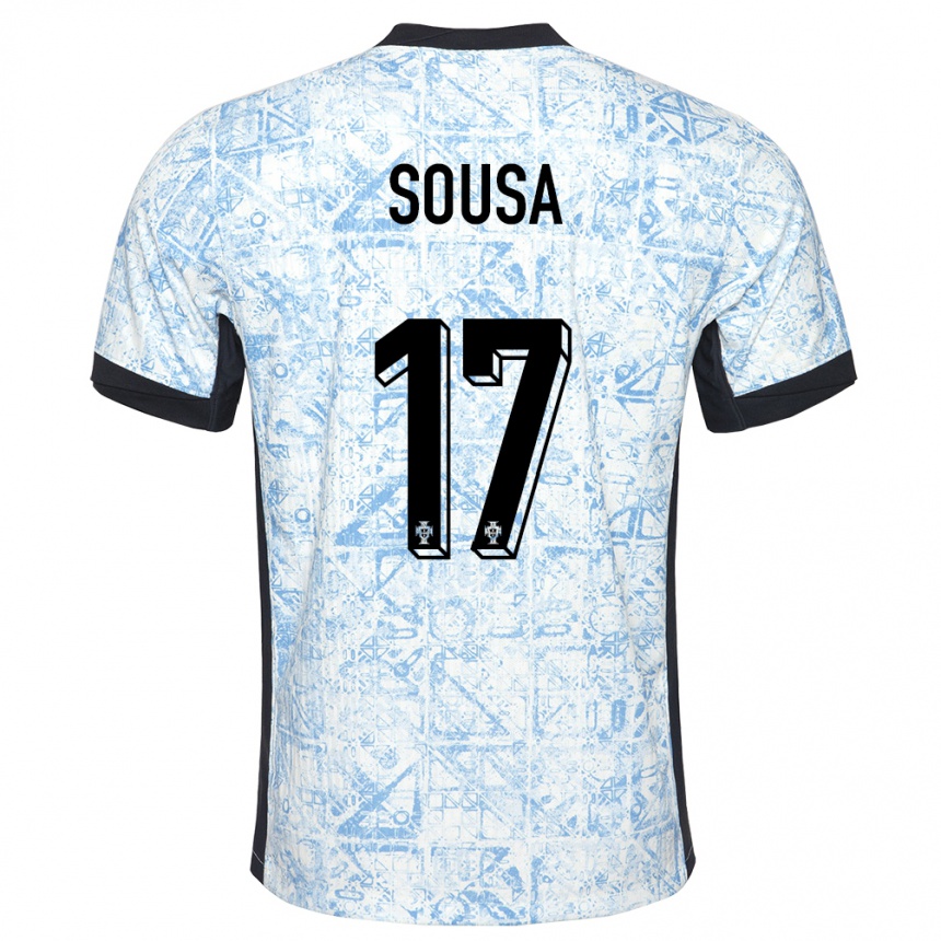 Kids Football Portugal Vasco Sousa #17 Cream Blue Away Jersey 24-26 T-Shirt Australia