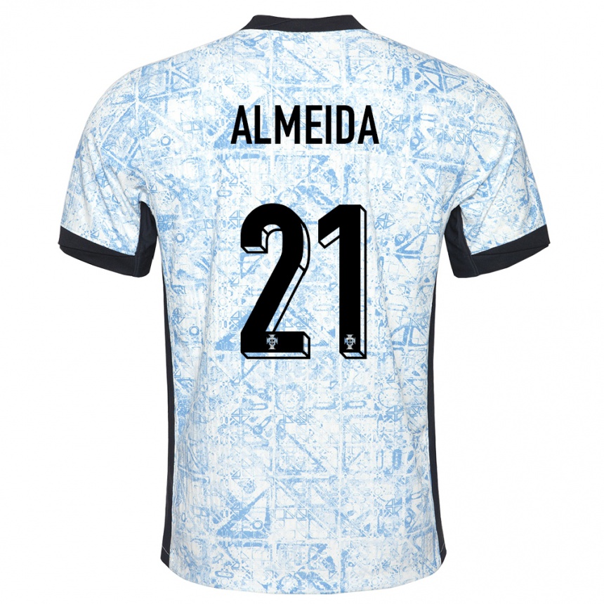 Kids Football Portugal Andre Almeida #21 Cream Blue Away Jersey 24-26 T-Shirt Australia