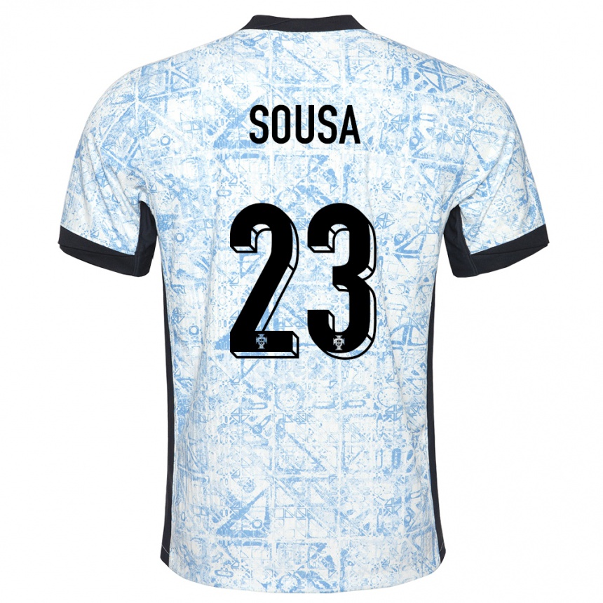 Kids Football Portugal Afonso Sousa #23 Cream Blue Away Jersey 24-26 T-Shirt Australia